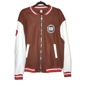 Womens L Jacket‎ Care Bears Cleveland Ohio 82 Hug Squad Brown White Red Full Zip